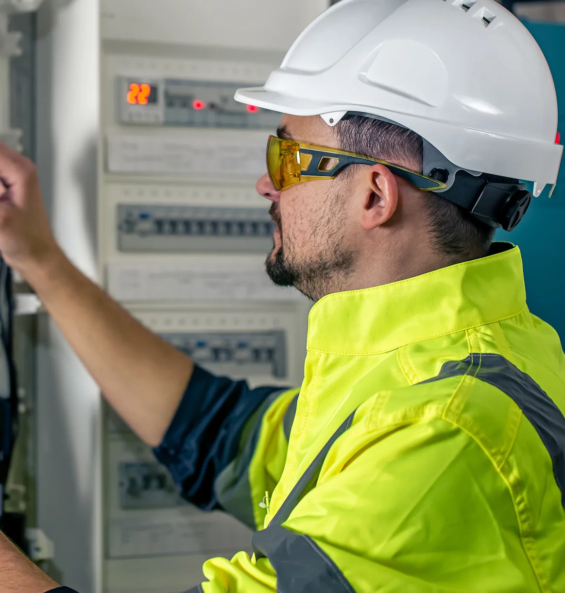 Engineer working on an electrical panel